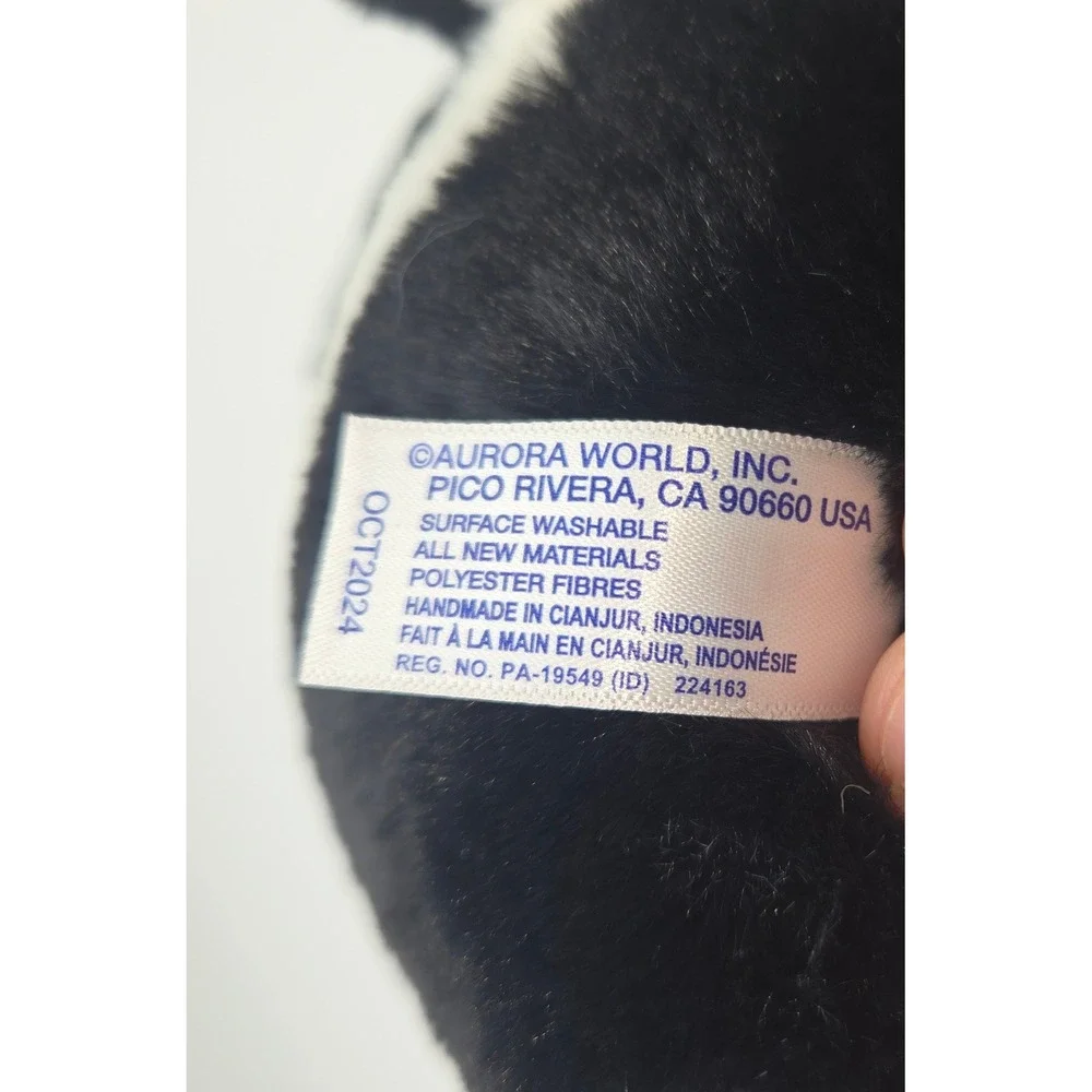 Aurora World Skunk‎ Plush Stuffed Animal Black White Round Spudster Toy